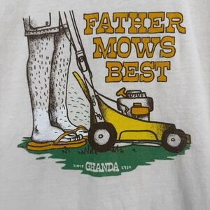 Father Mows Best Tee Mens Large Beige Short Sleeve T-Shirt Ghanda Graphic